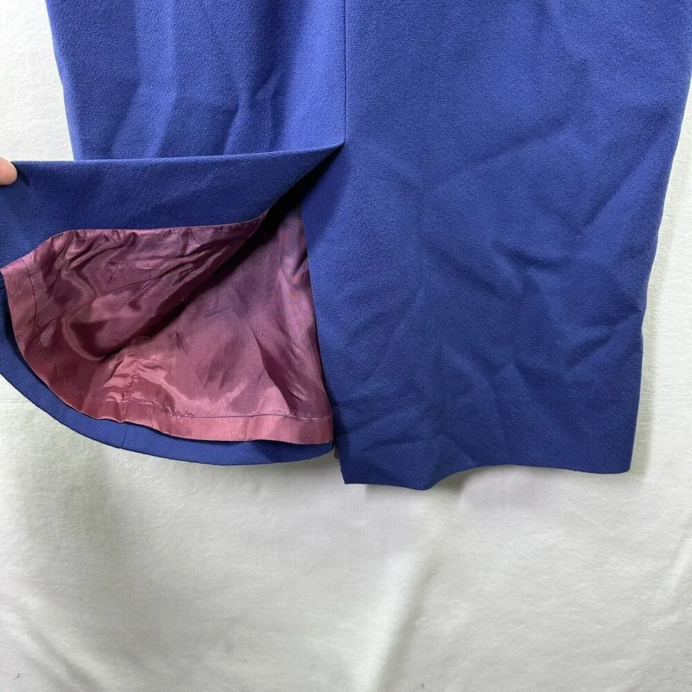 Vintage CELINE PARIS Wool Velvet Collar Cuffs Dress Purple Long Sleeves Sz 38 - Picture 13 of 16